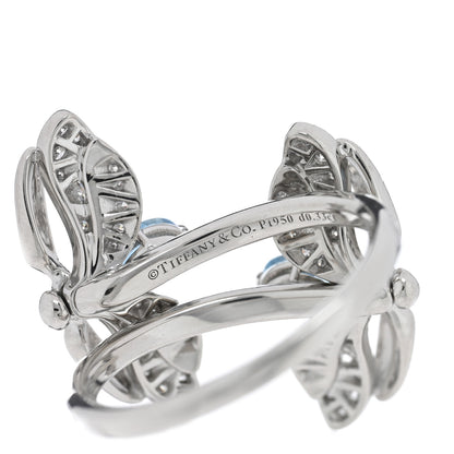 Tiffany Platinum Diamond Aquamarine Paper Flowers Double Firefly Ring 48 4.5 4 of 5