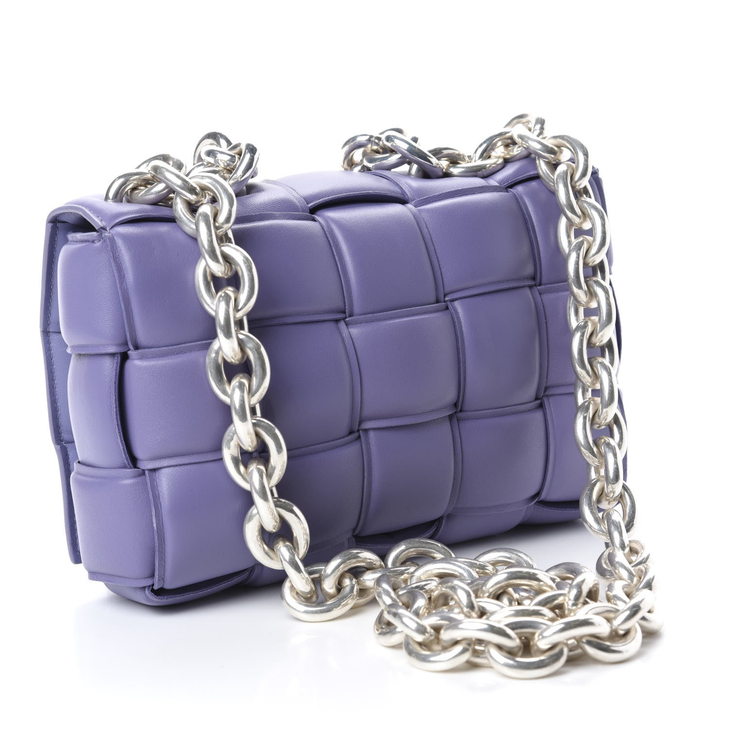 Bottega Veneta Lambskin Maxi Intreccio Padded Chain Cassette Crossbody Bag Lavender 3 of 9