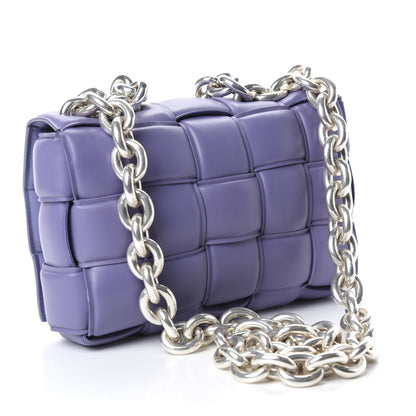 Bottega Veneta Lambskin Maxi Intreccio Padded Chain Cassette Crossbody Bag Lavender 3 of 9