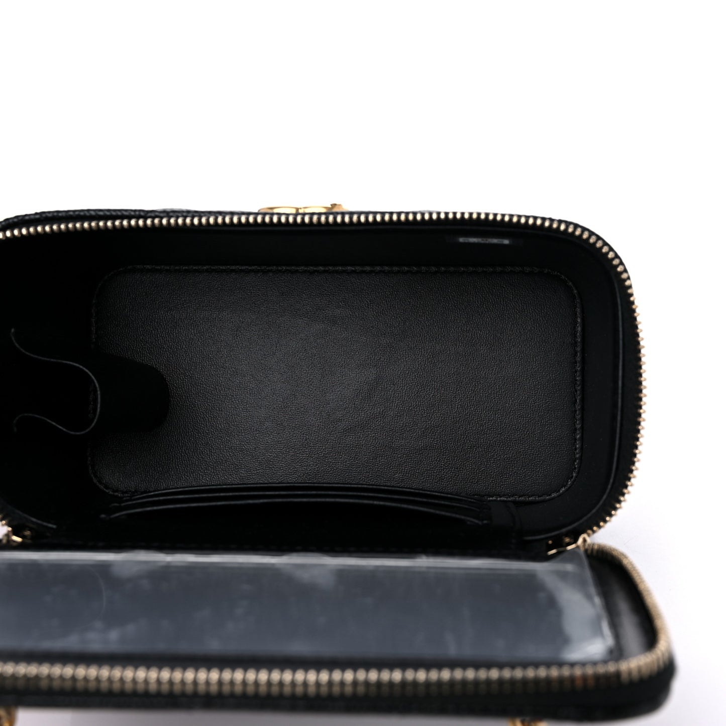 Caviar Quilted Sweetheart Vanity Case Black