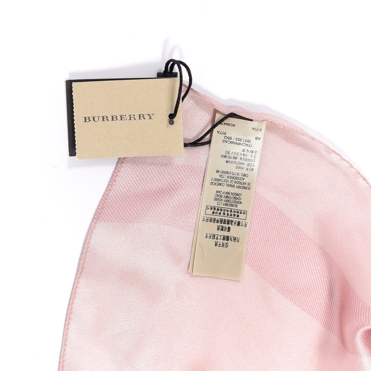 Satin Silk Mega Check Scarf Pale Rhubarb