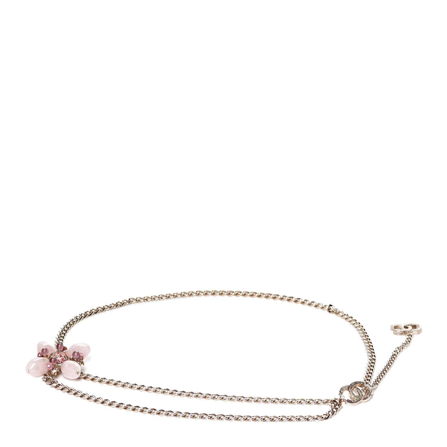 Chanel Poured Glass Crystal Tweed Chain CC Belt 85 Pink Gold Multicolor 1 of 5