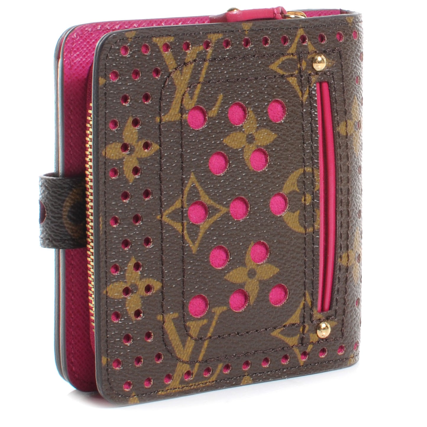 Monogram Perforated Compact Zipped Wallet Fuchsia