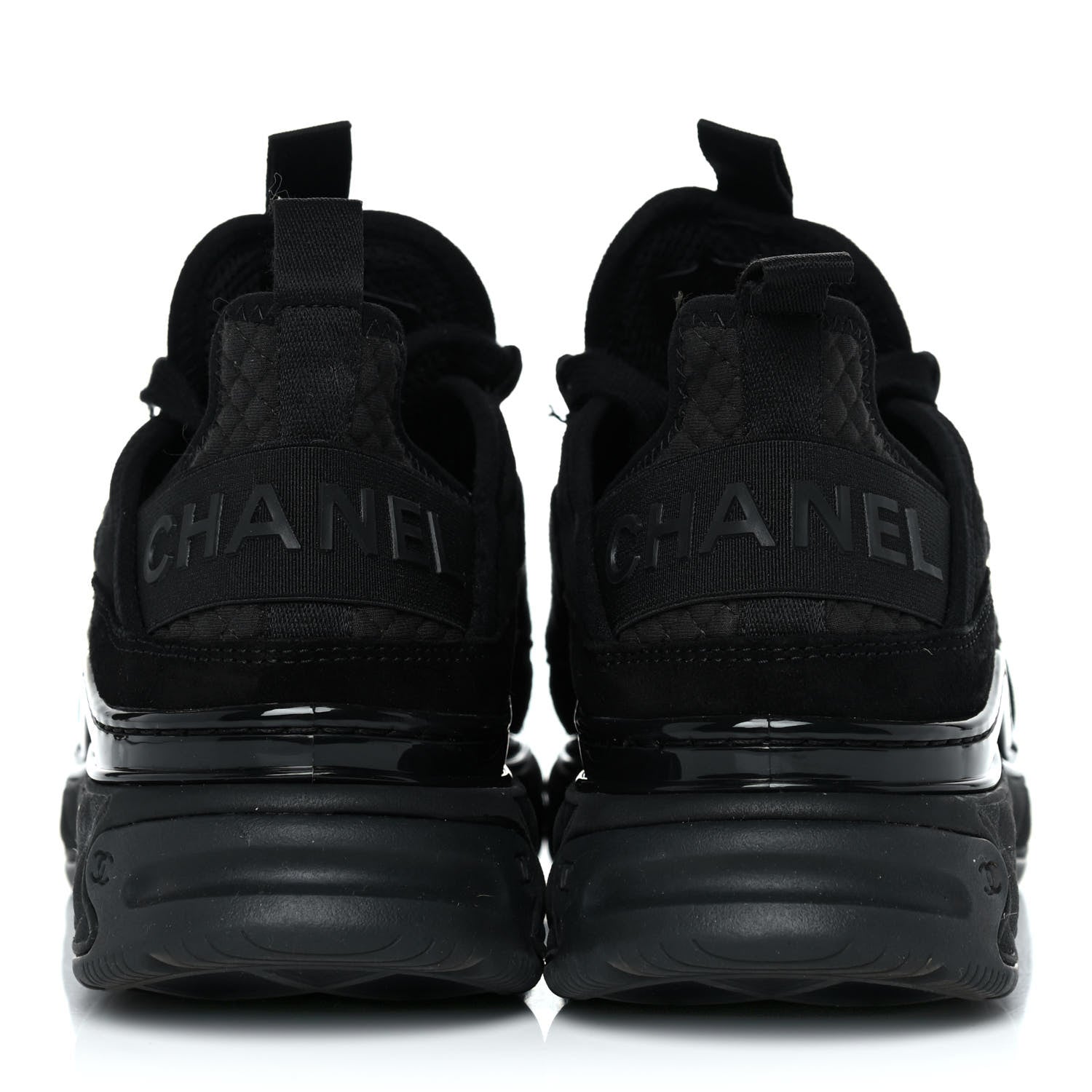 Chanel Suede Calfskin Mixed Fibers CC Sneakers 37.5 Black Dark Grey 5 of 11