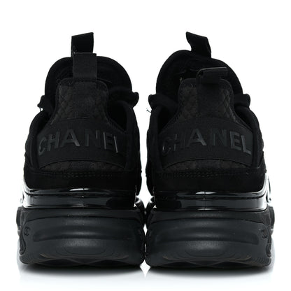 Chanel Suede Calfskin Mixed Fibers CC Sneakers 37.5 Black Dark Grey 5 of 11