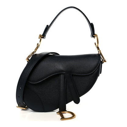 Christian Dior Grained Calfskin Mini Saddle Bag With Strap Black 1 of 11