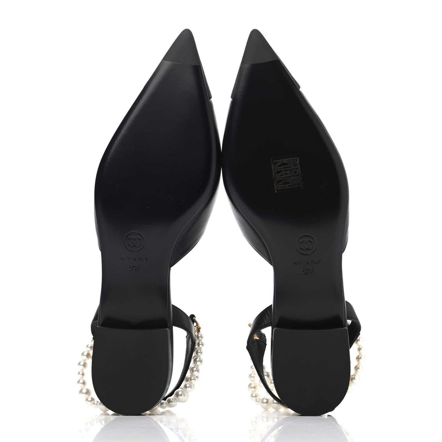 Chanel Lambskin Grosgrain Cap Toe Pearl Slingbacks 40.5 Black 4 of 4