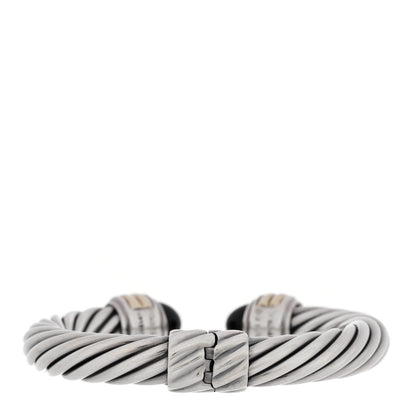 David Yurman DAVID YURMAN Sterling Silver 14K Yellow Gold Black Onyx 10mm Cable Classics Hinged Bracelet 2 of 5