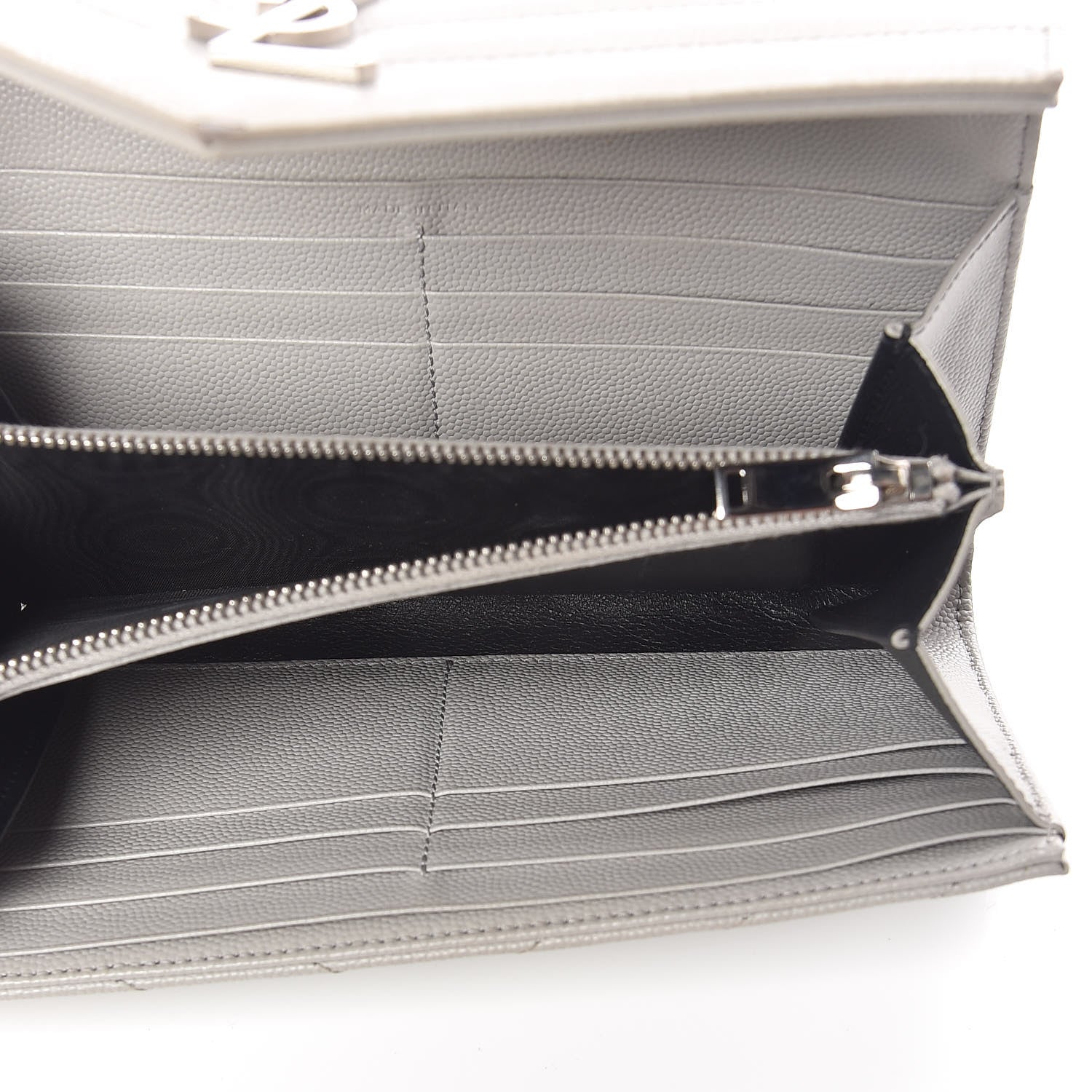 Saint Laurent Grain De Poudre Matelasse Chevron Monogram Flap Wallet Souris 5 of 11