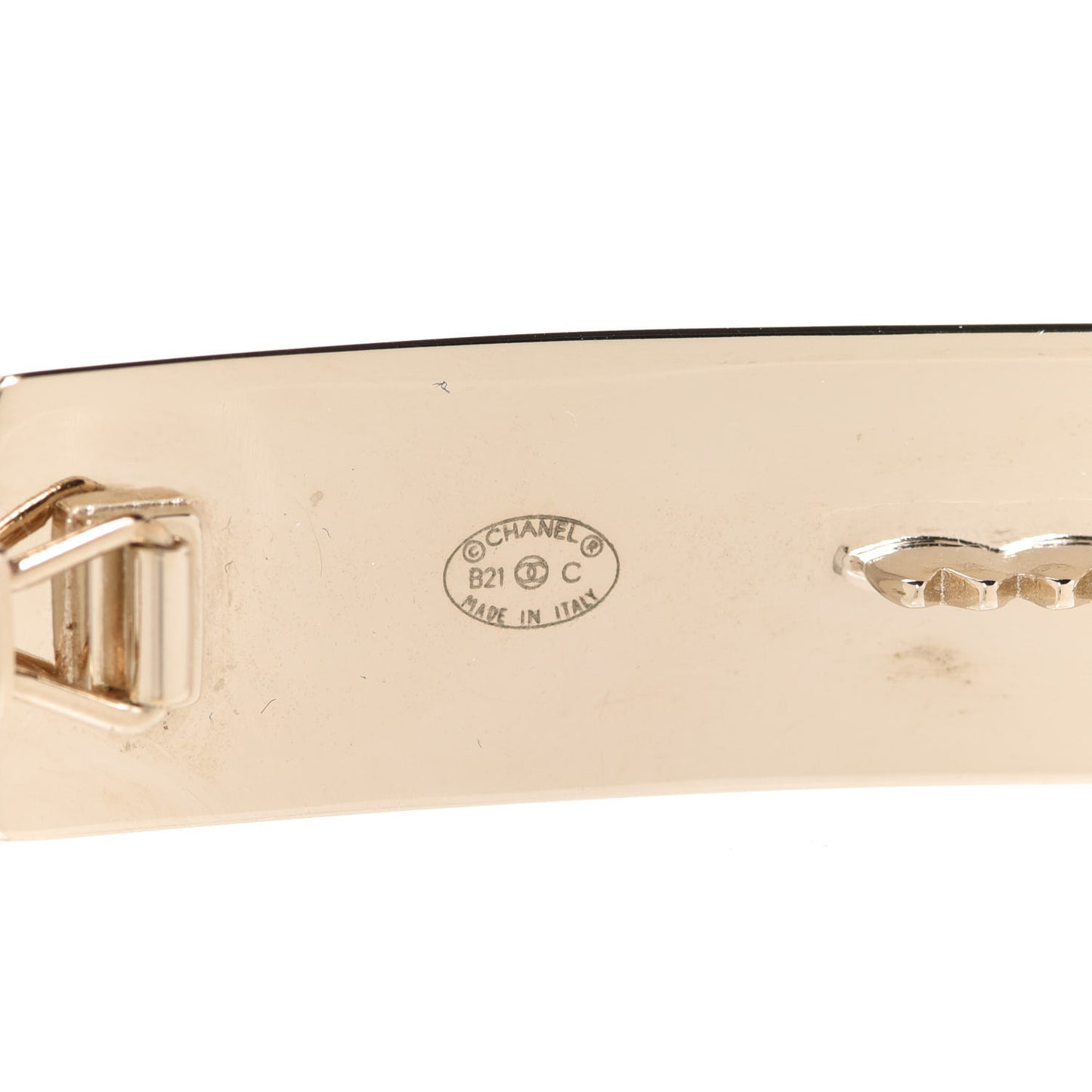 Metal Crystal Logo Hair Clip Gold
