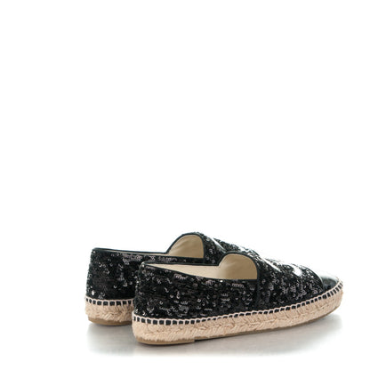 Chanel Patent Sequin CC Espadrilles 40 Black 4 of 9