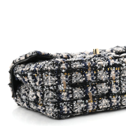 Chanel Glittered Tweed Quilted Mini Rectangular Flap Navy Blue 9 of 10