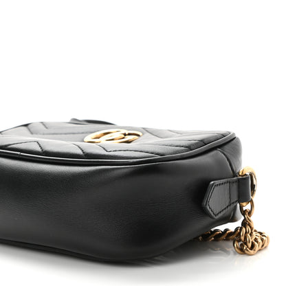 Gucci Calfskin Matelasse Mini GG Marmont Chain Shoulder Bag Black 8 of 9