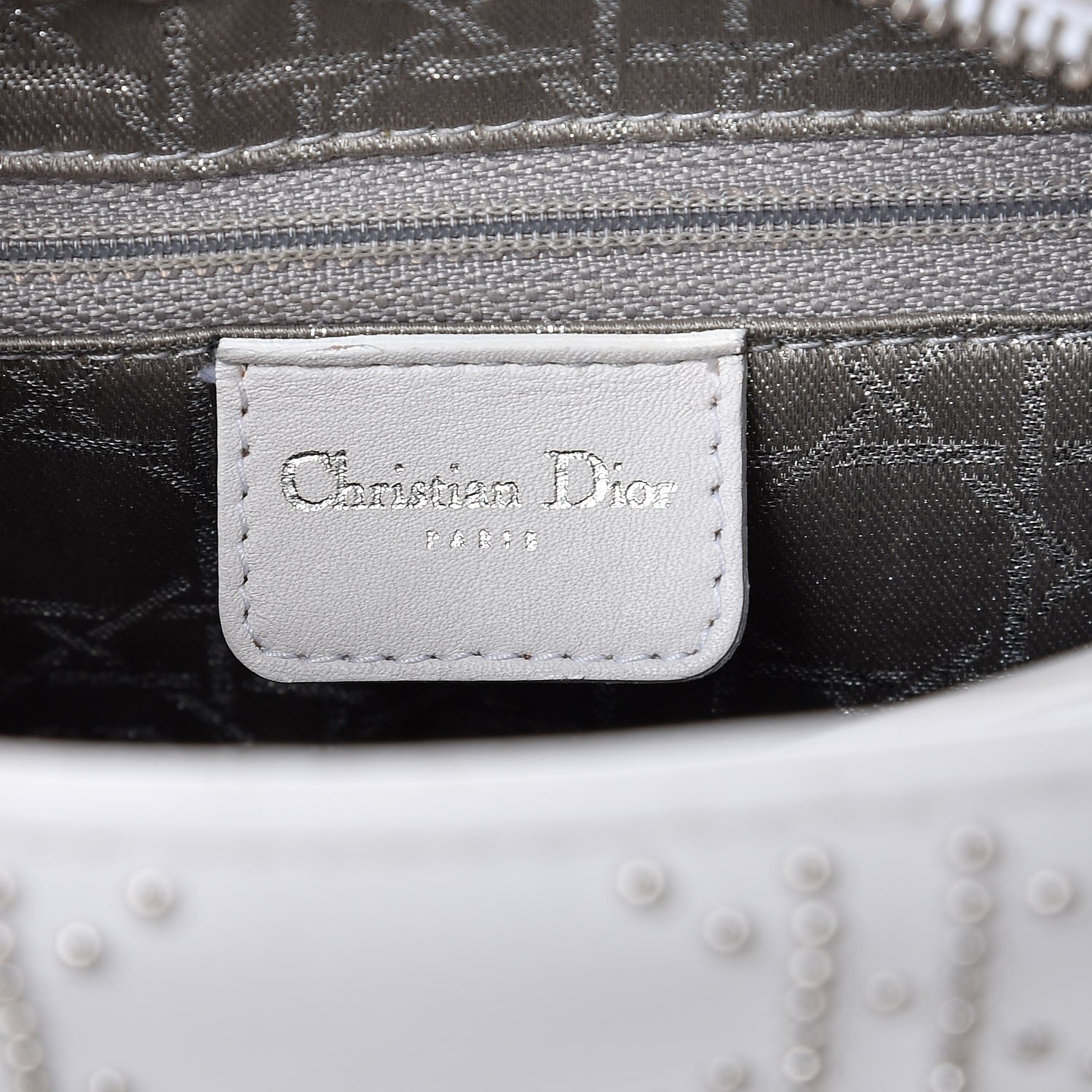 Christian Dior Lambskin Studded Cannage Medium Lady Dior White 7 of 14