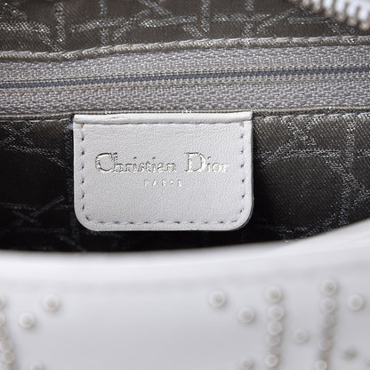 Christian Dior Lambskin Studded Cannage Medium Lady Dior White 7 of 14