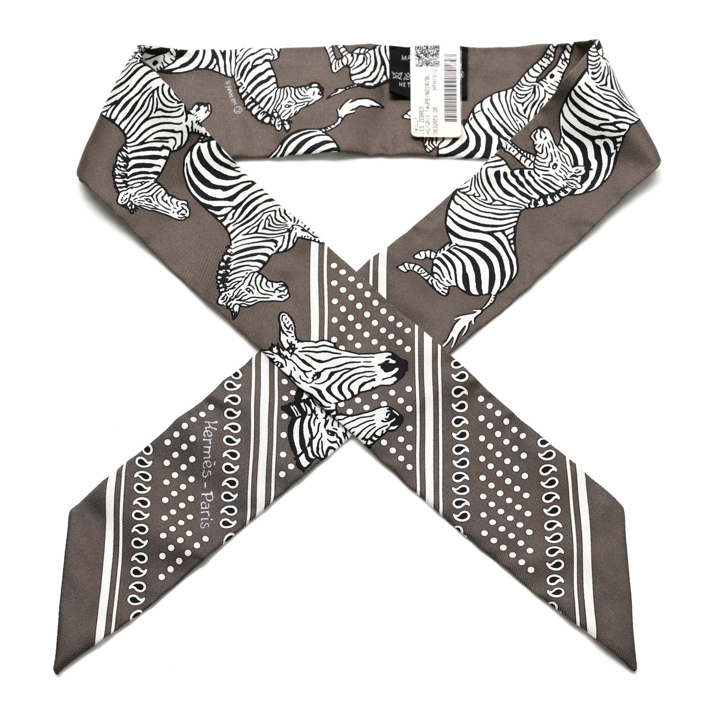 Silk Les Zebres Twilly Gris Taupe Black White