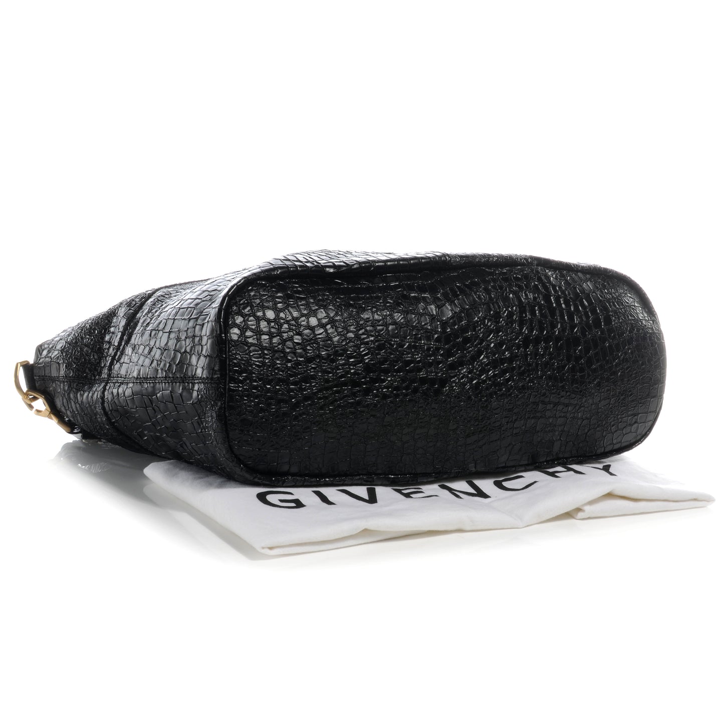 Calfskin Crocodile Embossed Large Nightingale Black