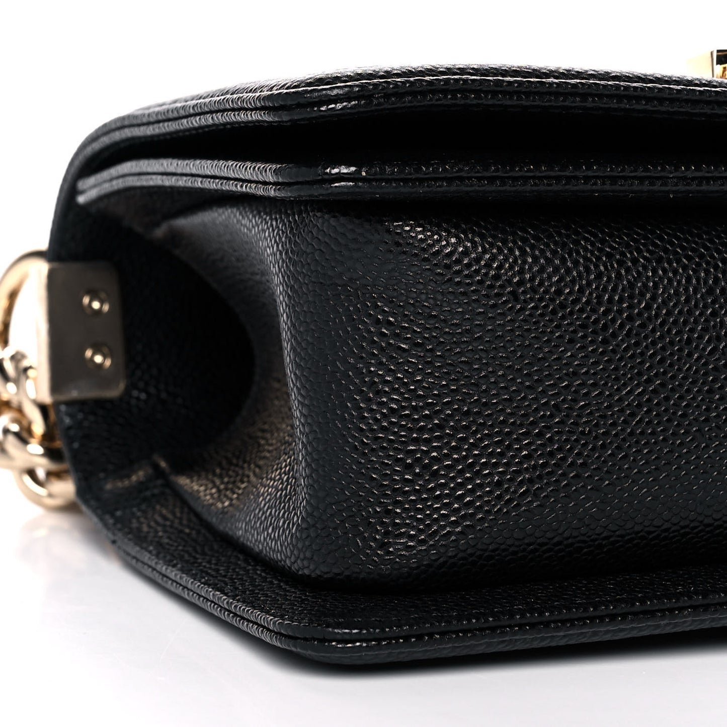 Caviar Chevron Quilted Small Boy Flap Black