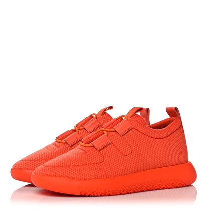 Hermes Mesh Technical Canvas Womens Team Sneakers 37 Orange 3 of 7