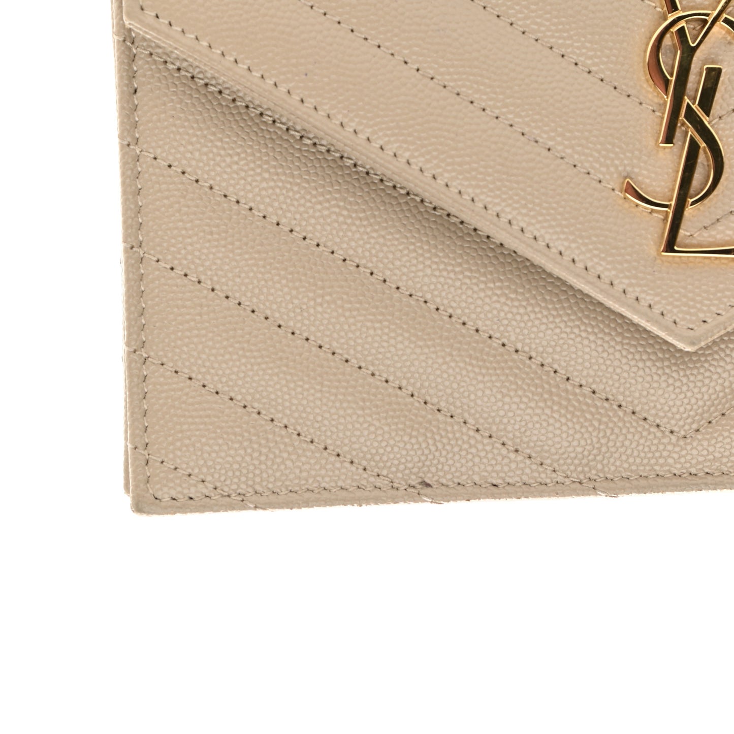 Grain De Poudre Matelasse Chevron Monogram Envelope Chain Wallet Dark Beige