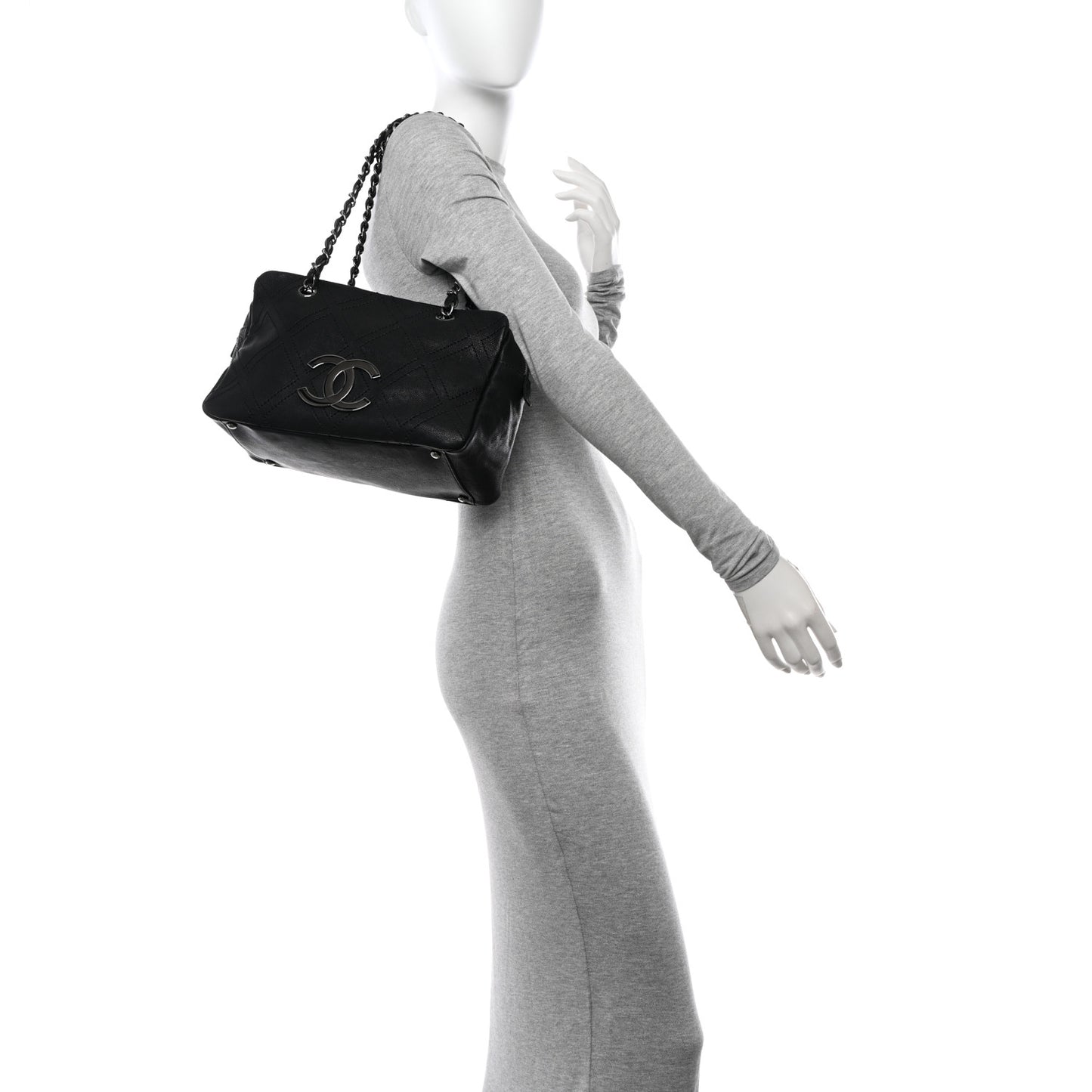 Calfskin Small Diamond Stitch Tote Black