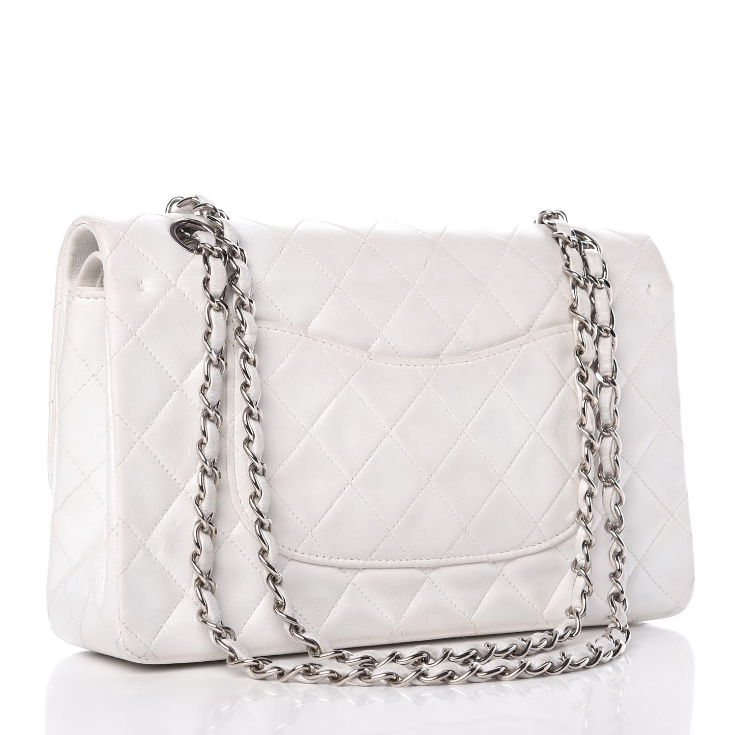Lambskin Quilted Medium Double Flap White