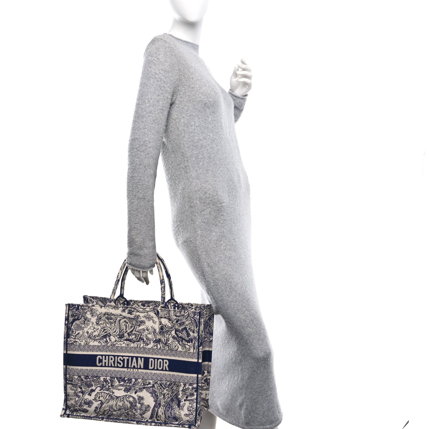 Canvas Embroidered Large Dioriviera Toile De Jouy Book Tote Blue