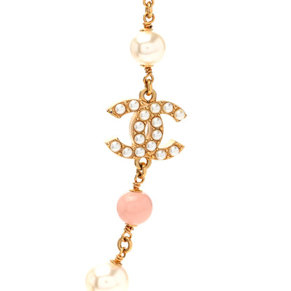 Chanel Resin Pearl Crystal CC Choker Necklace Gold Pink White 4 of 6