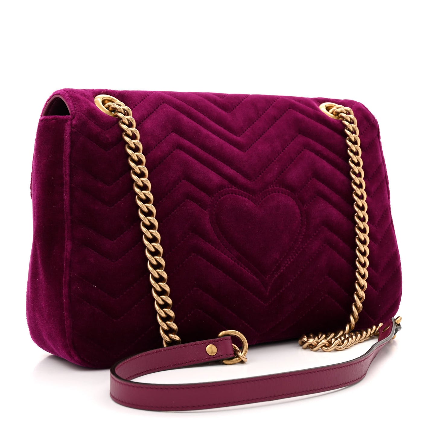 Velvet Matelasse Medium GG Marmont Shoulder Bag Fuchsia Violet Cyclamen