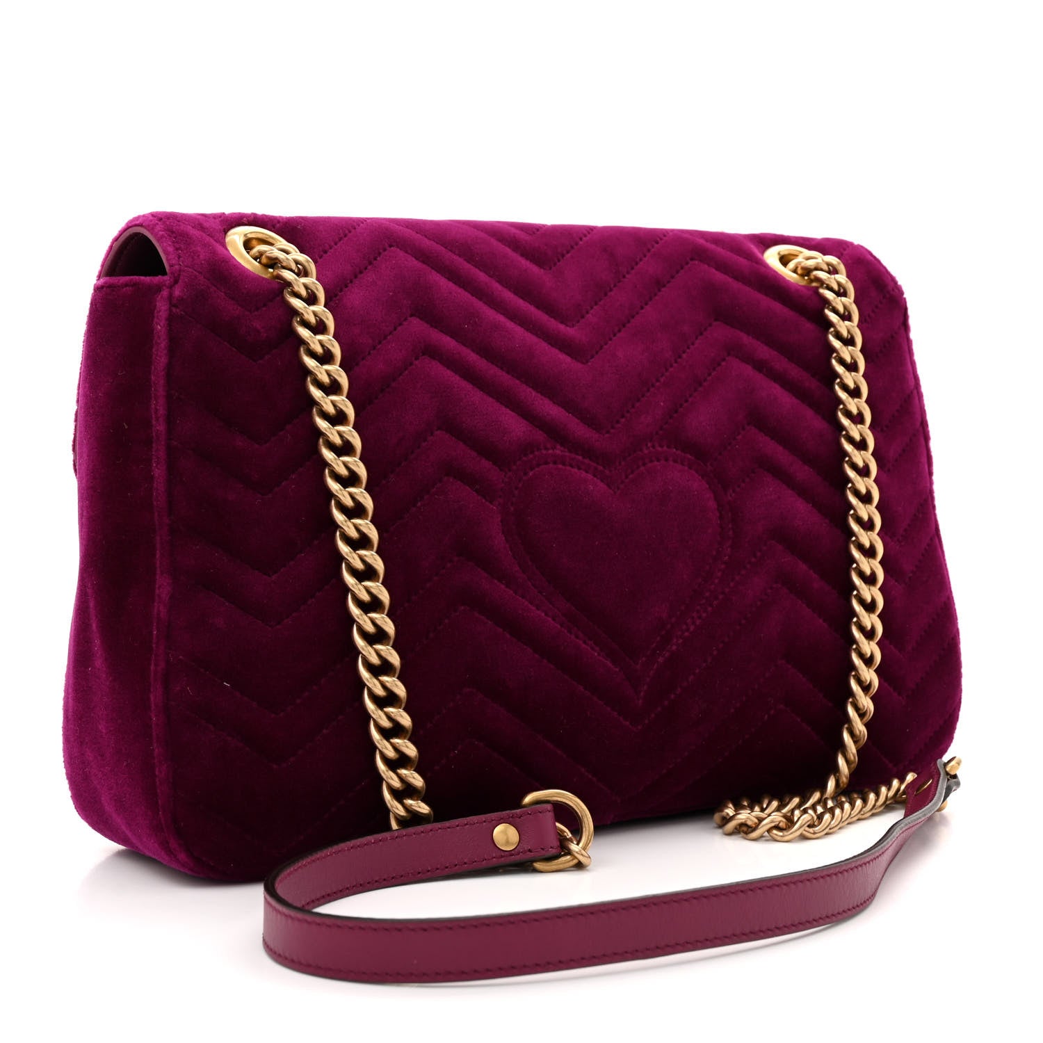 Gucci Velvet Matelasse Medium GG Marmont Shoulder Bag Fuchsia Violet Cyclamen 3 of 10
