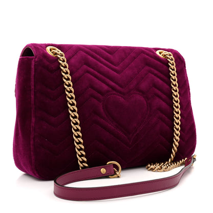 Gucci Velvet Matelasse Medium GG Marmont Shoulder Bag Fuchsia Violet Cyclamen 3 of 10
