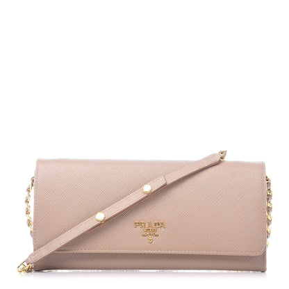 Prada Saffiano Metal Oro Chain Wallet Cammeo 1 of 14
