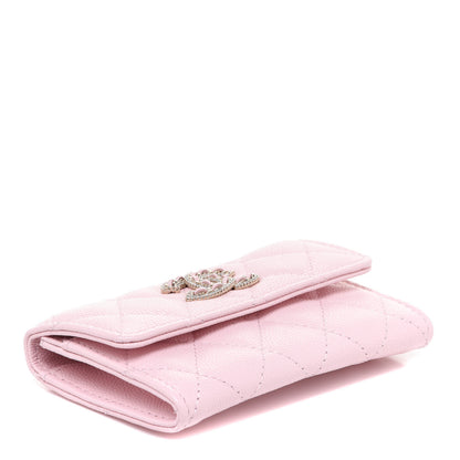 Chanel Caviar Quilted Crystal CC Flap Card Holder Pink 4 of 9