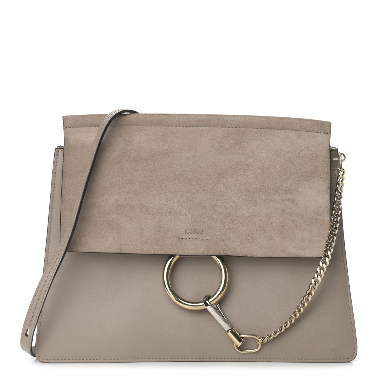 Calfskin Suede Medium Faye Shoulder Bag Motty Grey