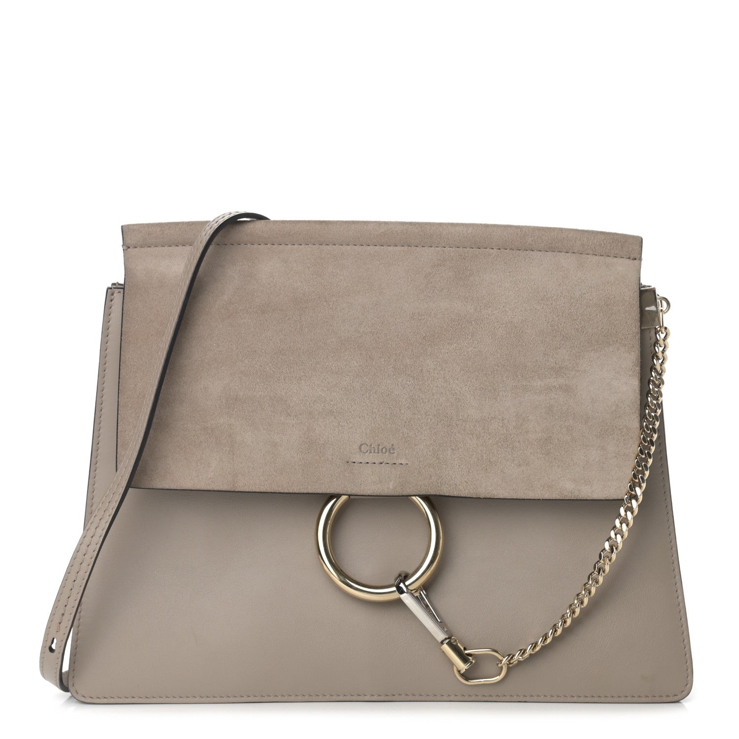 Chloe Calfskin Suede Medium Faye Shoulder Bag Motty Grey 1 of 9