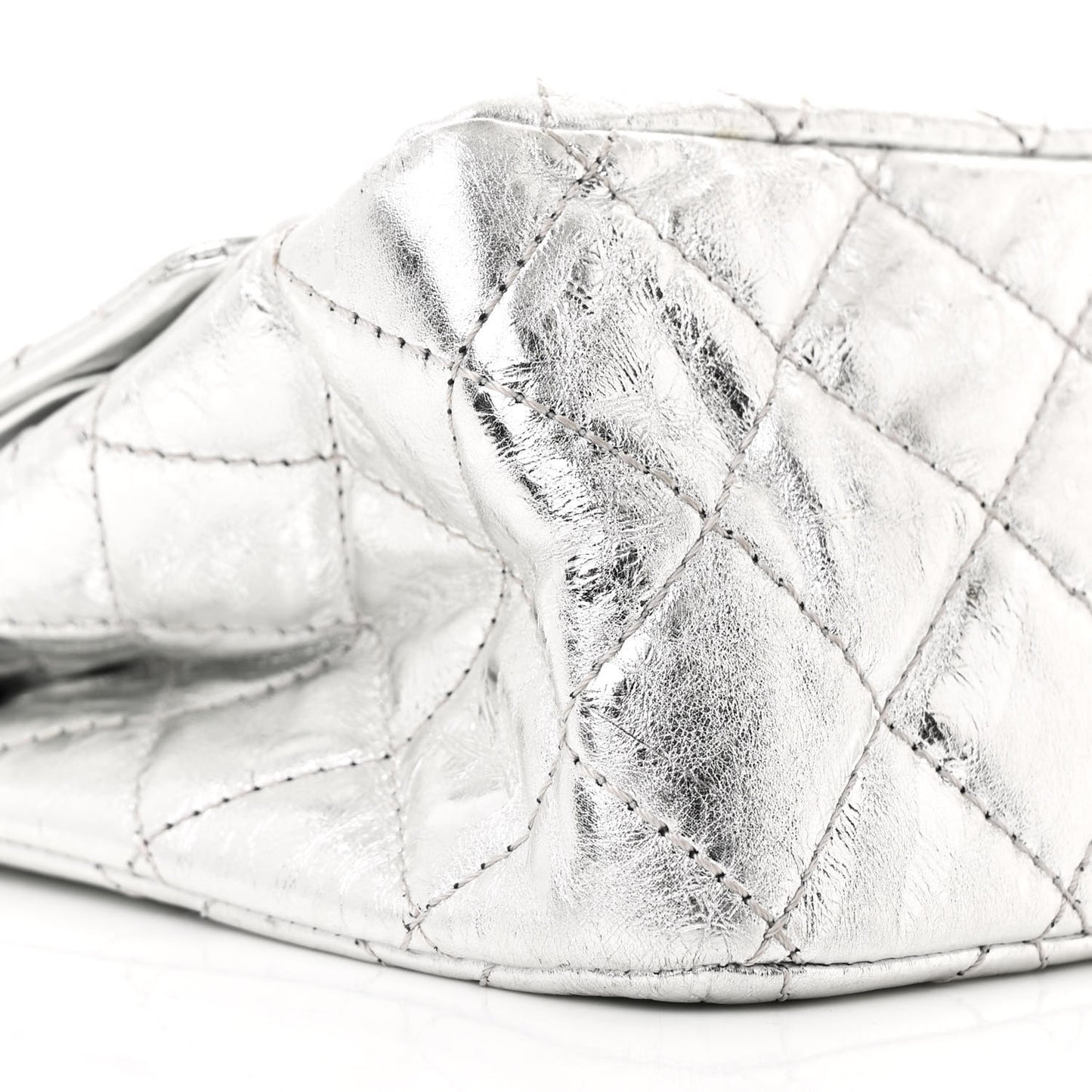 Metallic Aged Calfskin Quilted 2.55 Reissue 227 Flap Silver