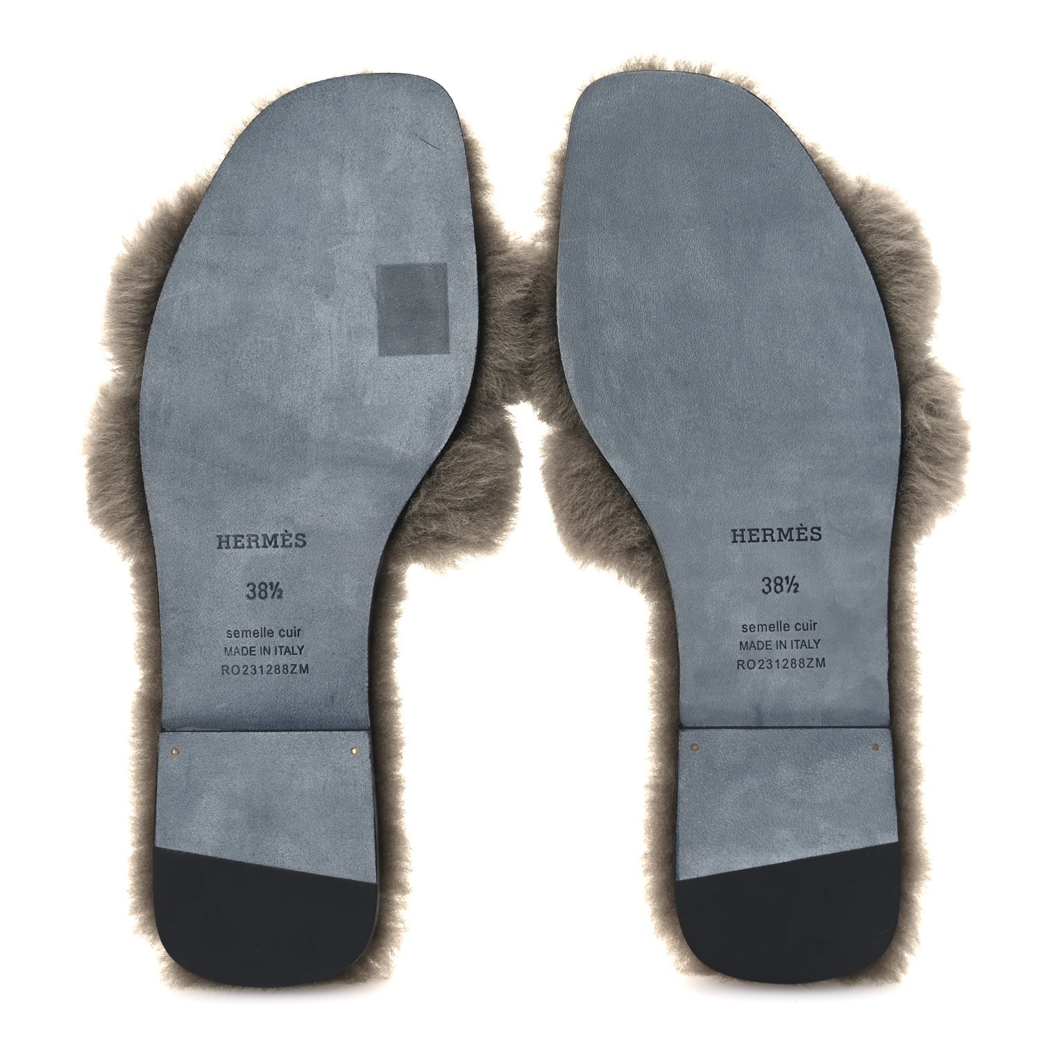 Hermes Woolskin Oran Sandals 38.5 Etoupe 7 of 9