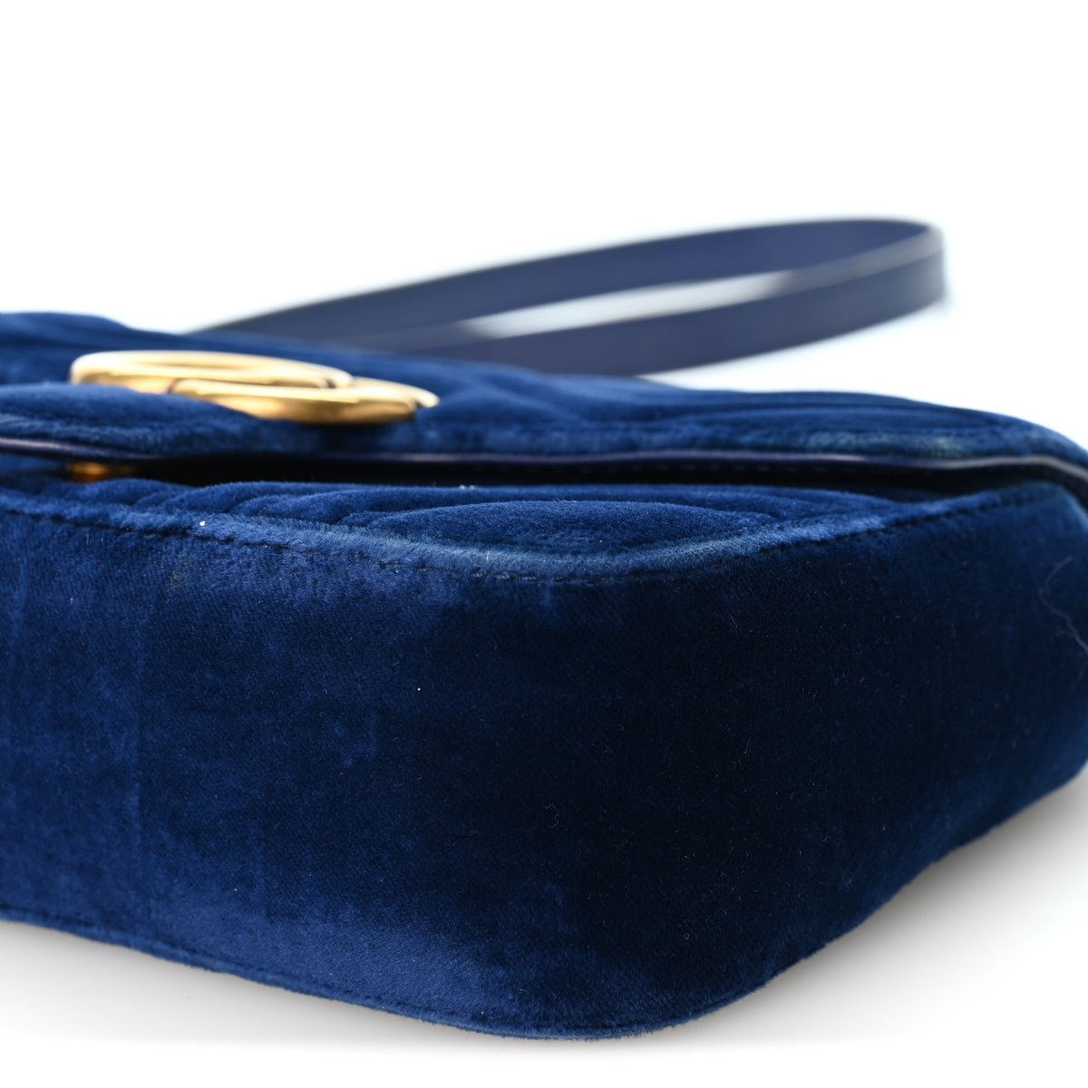 Velvet Matelasse Mini GG Marmont Shoulder Bag Cobalt Blue