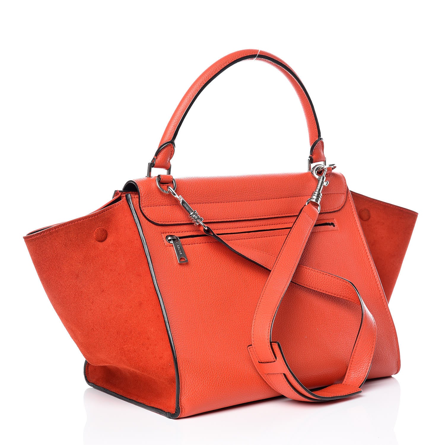 Celine Drummed Calfskin Suede Medium Trapeze Vermillion 4 of 21
