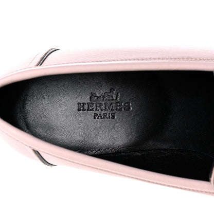 Hermes Calfskin Womens Paris Loafers 37.5 Rose Petale 6 of 9