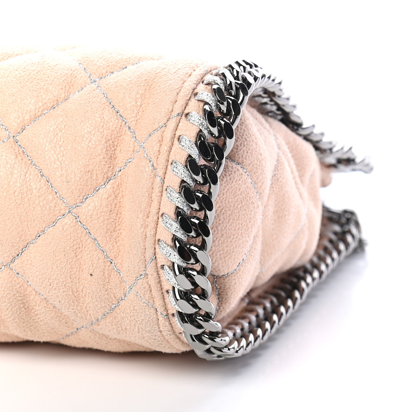 Shaggy Deer Quilted Mini Falabella Fold Over Tote Powder