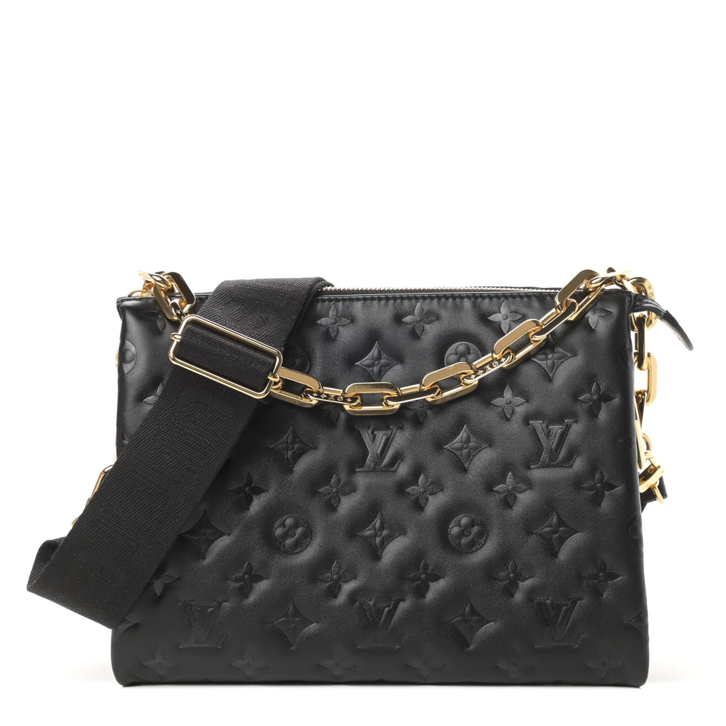 Lambskin Embossed Monogram Coussin PM Black