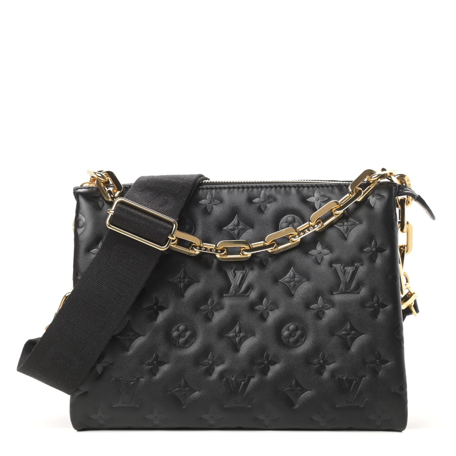 Louis Vuitton Lambskin Embossed Monogram Coussin PM Black 1 of 10