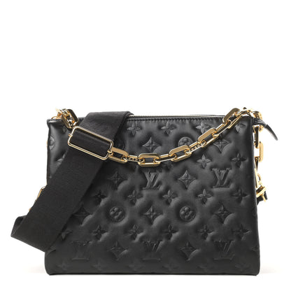 Louis Vuitton Lambskin Embossed Monogram Coussin PM Black 1 of 10