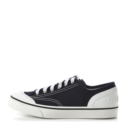 Chanel Fabric Mens Lace Up Cap Toe Sneakers 41 Navy 1 of 10