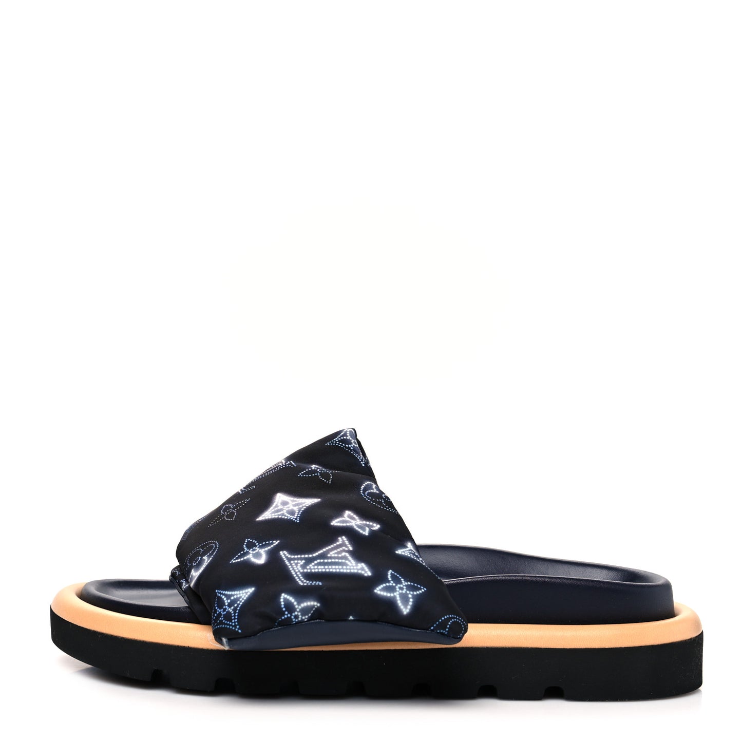 Nylon Monogram Womens Pool Pillow Comfort Mules 36 Navy Blue