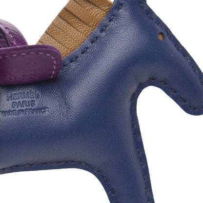 Hermes Milo Lambskin Grigri Rodeo Horse Bag Charm PM Bleu de Malte Kraft Violet 3 of 4