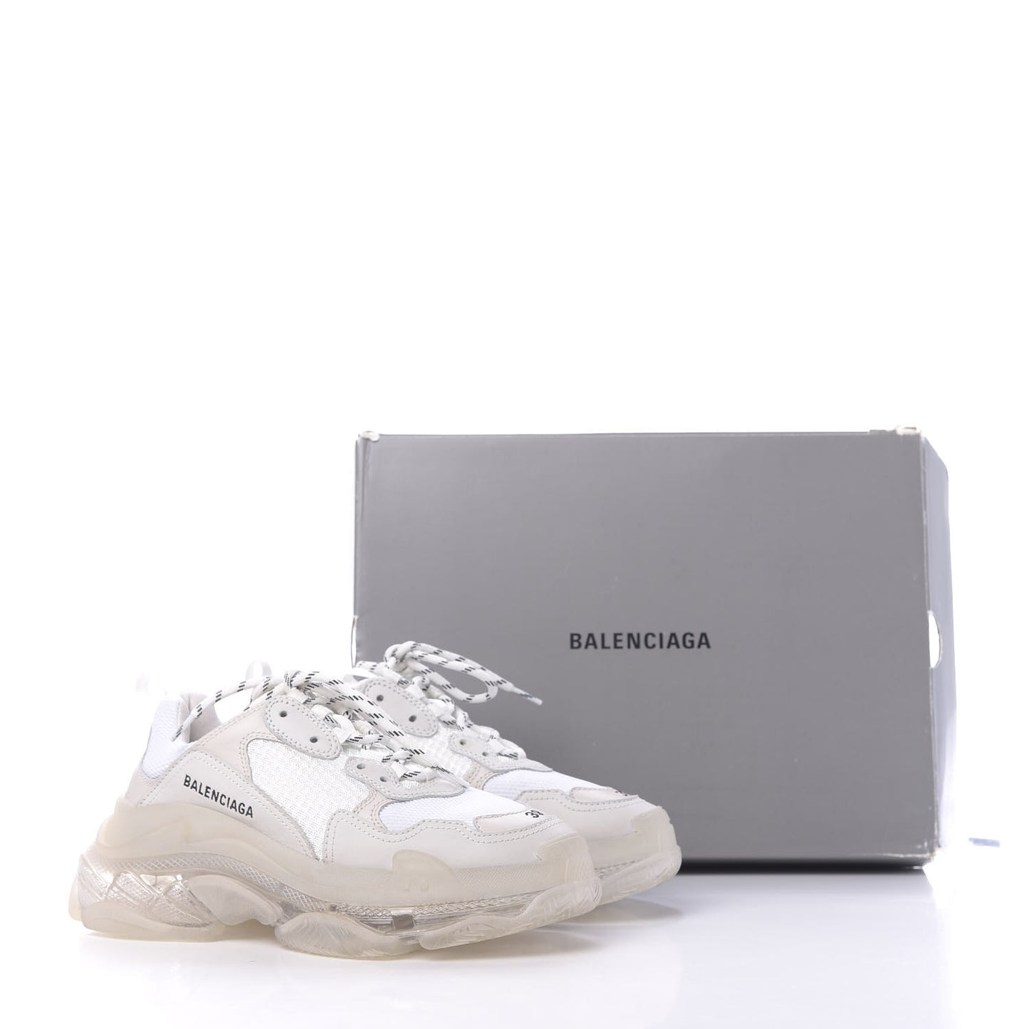 Fabric Mesh Clear Sole Womens Triple S Sneakers 39 White