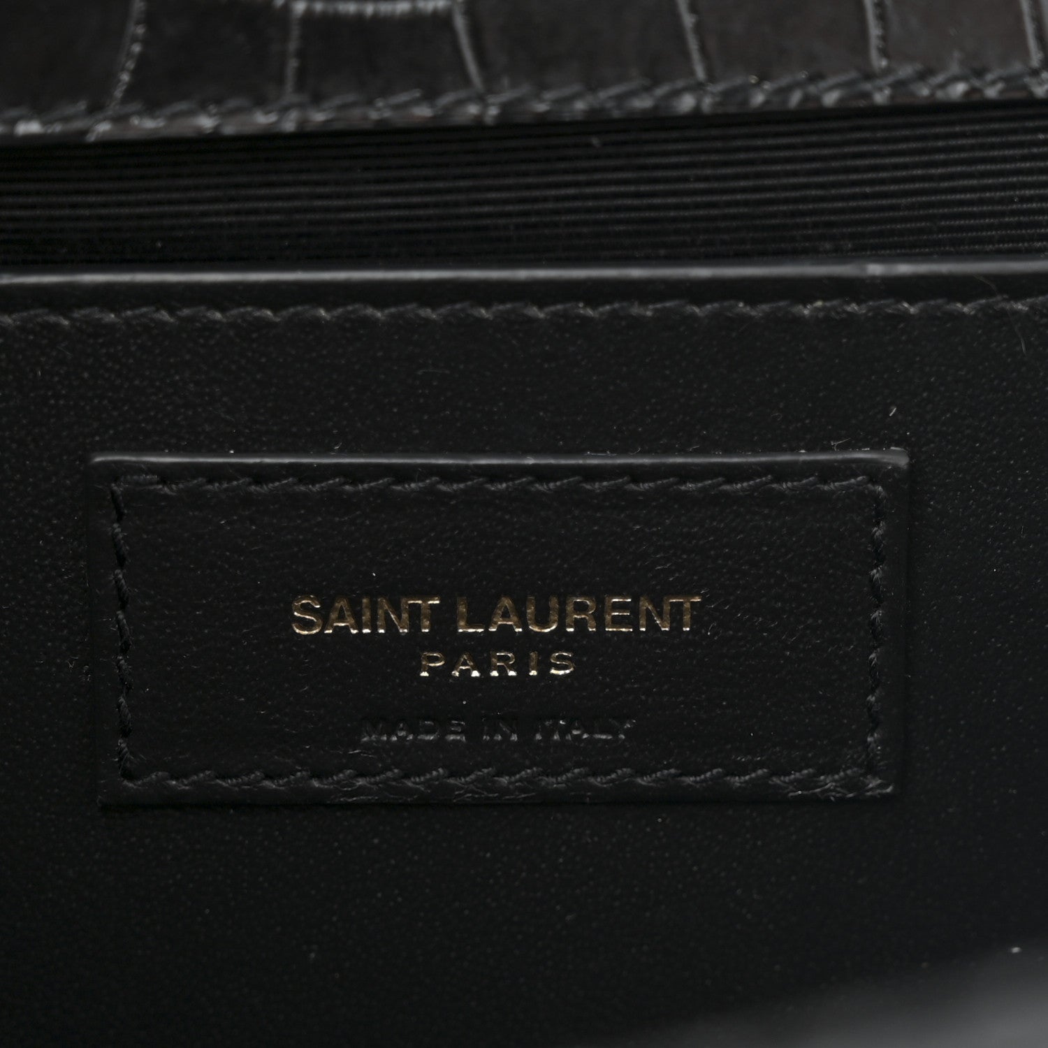 Saint Laurent Calfskin Crocodile Embossed Medium Classic Monogram Kate Tassel Satchel Black 6 of 10