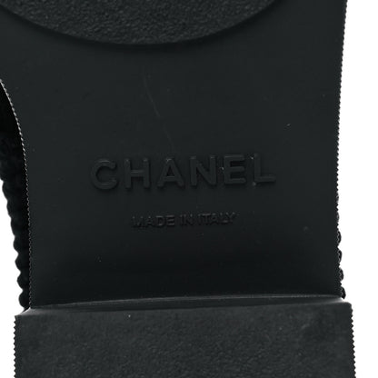Chanel Corduroy Pearl Combat Short Boots 41.5 Black 6 of 7